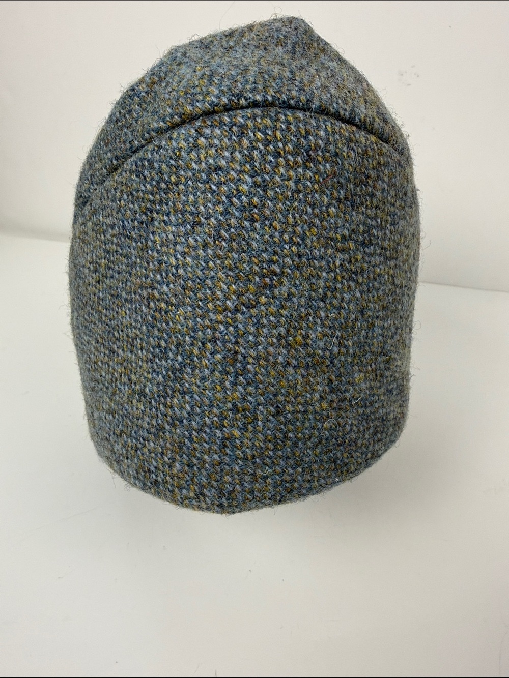 Textured Wool Tweed Beanie Hat - Blue Gray